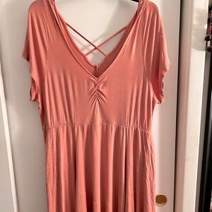 Peach Torrid Cotton Dress With Cross Back and Asymmetrical Hem